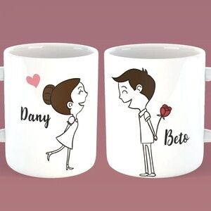 White cups to drink coffee as a couple, I can customize them